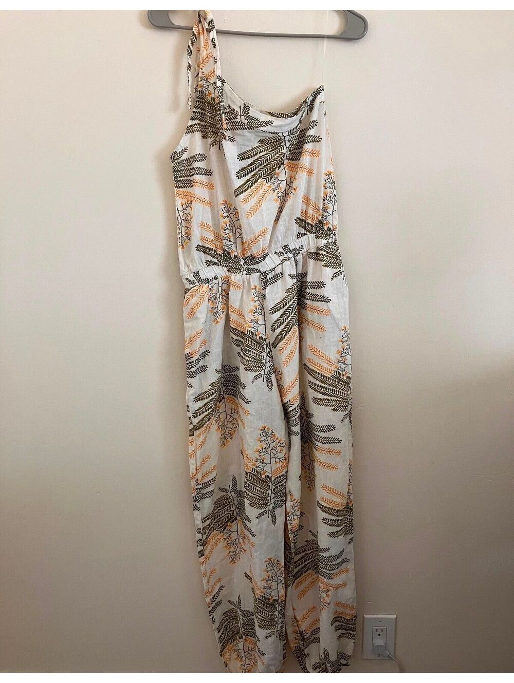 NWT TNS Women's Medium Leaf Print One-Shoulder Cotton Jumpsuit Size M